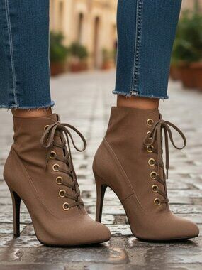 Anne Michelle "Dominant" Tan Faux Suede Boots